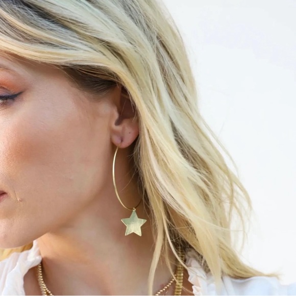 Sheila Fajl Phoenix Star Hoops (Regular 2.5”) Brushed Rose Gold NWT - Picture 2 of 2